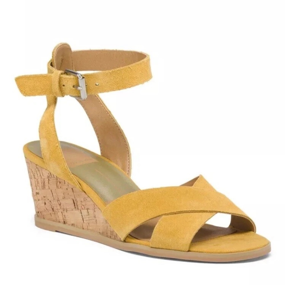 New Dolce Vita suede ankle strap cork wedge Size 7.5 Yellow